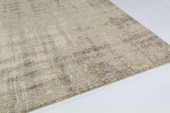 tapis coton art soie beige tisse machinale poil plat acrylique raye use