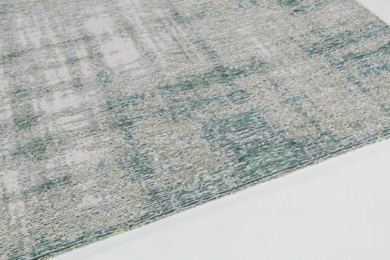 blauw katoen art silk machinaal geweven vlakgeweven acryl gestreept verweerd tapijt