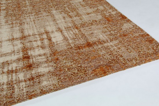 koper katoen art silk oranje machinaal geweven vlakgeweven acryl gestreept verweerd tapijt