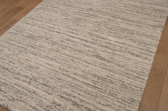 tapis polypropylene synthetique gris beige tisse machinale raye