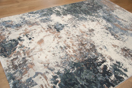 tapis blanc cuivre blue polypropylene synthetique tisse machinale poil bas nuageux