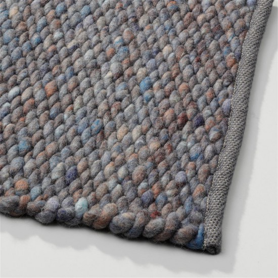 tapis blue laine tisse a la main brun poil plat solide