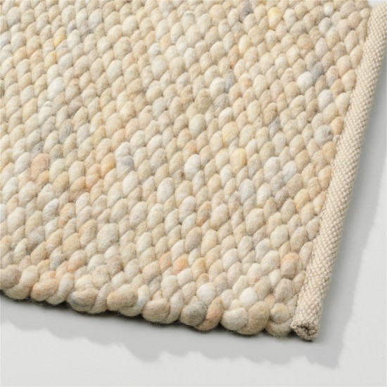 tapis laine beige tisse a la main poil plat solide 6