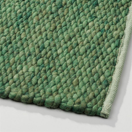 tapis vert laine tisse a la main poil plat solide 2