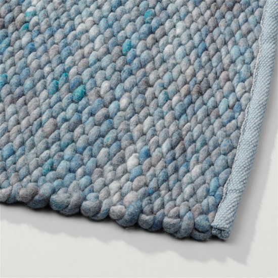 tapis blue laine tisse a la main poil plat solide 2