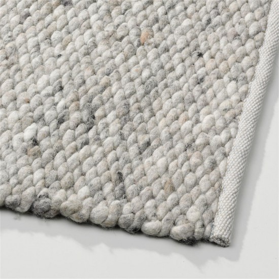 tapis laine gris beige tisse a la main grege poil plat solide