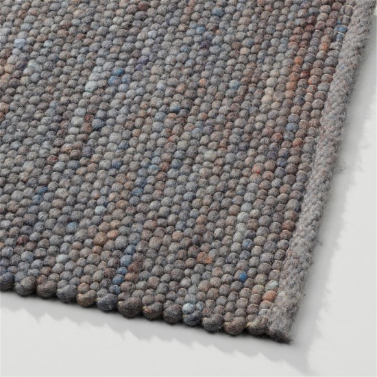 tapis blue laine tisse a la main brun poil plat solide 1