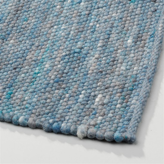 tapis blue laine tisse a la main poil plat solide 6