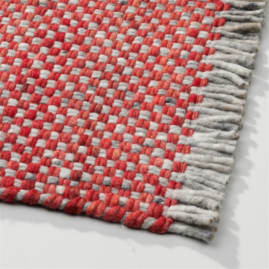 tapis rouge laine tisse a la main poil plat solide 4