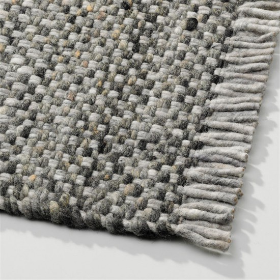 tapis laine gris tisse a la main poil plat solide 9