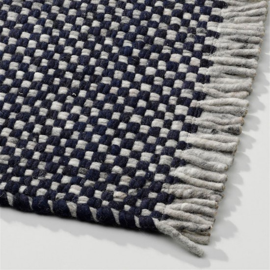 tapis blue laine tisse a la main poil plat solide 10