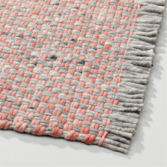 wol handgeweven vlakgeweven effen roze tapijt 5