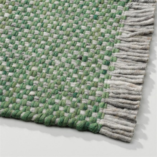 tapis vert laine tisse a la main poil plat solide 10