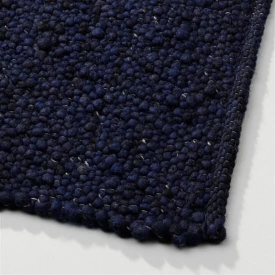 tapis blue laine tisse a la main poil plat solide 12