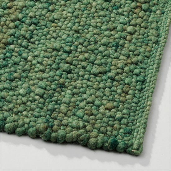tapis vert laine tisse a la main poil plat solide 12