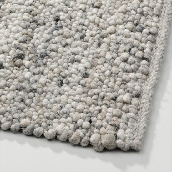 tapis laine gris beige tisse a la main grege poil plat solide 2