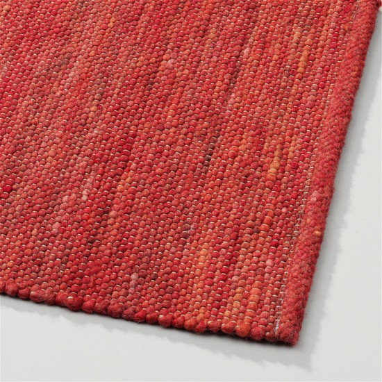 tapis rouge laine tisse a la main poil plat solide 7