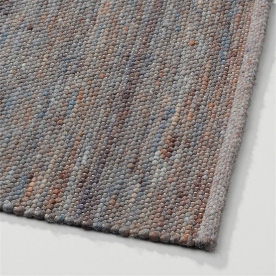 tapis blue laine gris tisse a la main poil plat solide