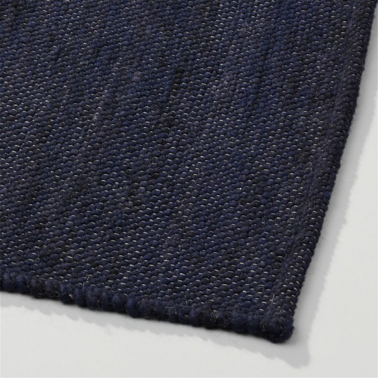 tapis blue laine tisse a la main poil plat solide 16