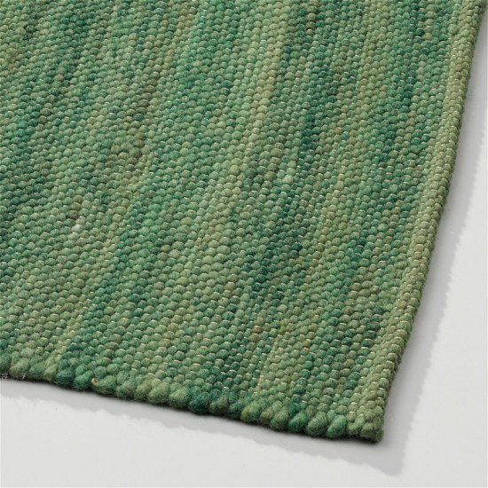 tapis vert laine tisse a la main poil plat solide 16
