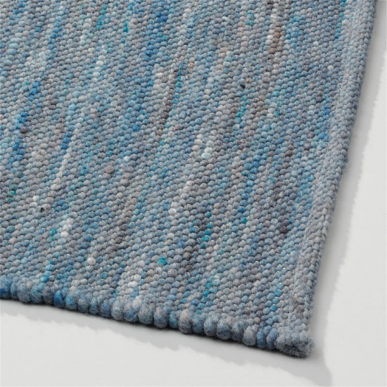 tapis blue laine tisse a la main poil plat solide 17