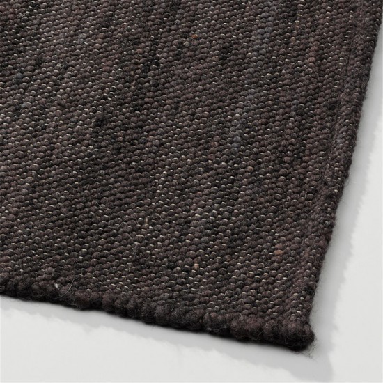 tapis laine tisse a la main brun poil plat solide 15