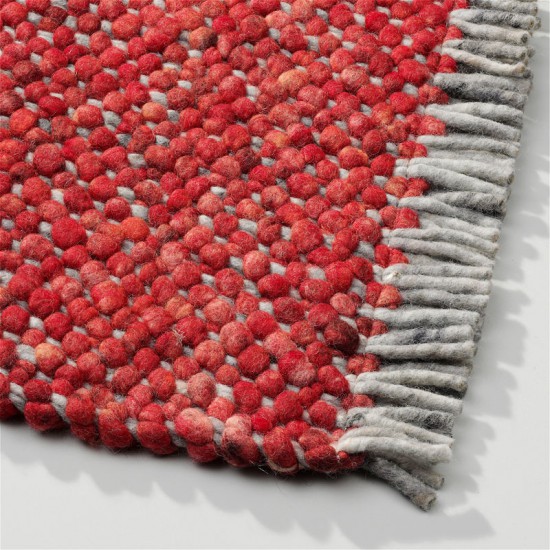 tapis rouge laine tisse a la main solide