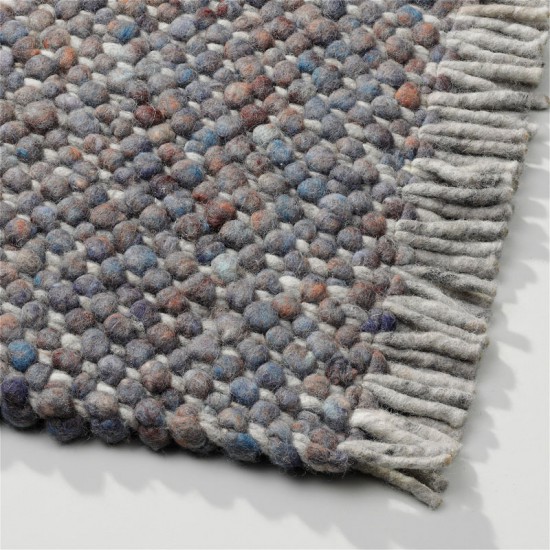 blauw wol handgeweven effen tapijt