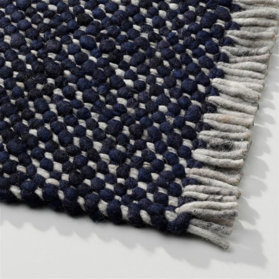 blauw wol handgeweven effen tapijt 1