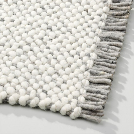 tapis blanc laine tisse a la main solide