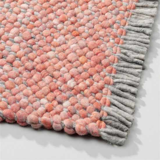 wol handgeweven effen roze tapijt 1