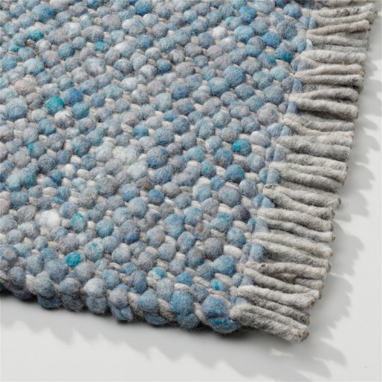 blauw wol handgeweven effen tapijt 2