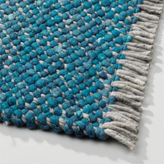 tapis blue laine tisse a la main solide 3