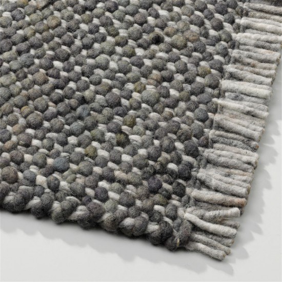 tapis laine gris tisse a la main solide 4