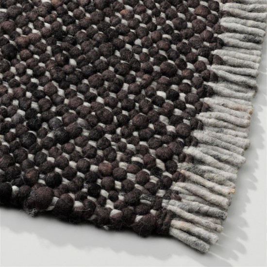 tapis laine tisse a la main brun solide 1