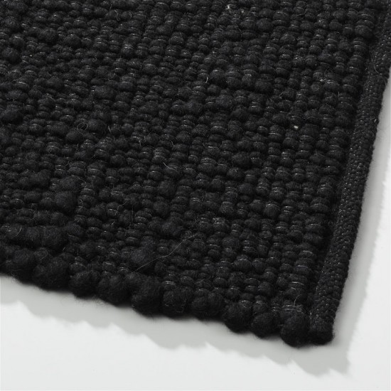 zwart wol handgeweven vlakgeweven effen tapijt