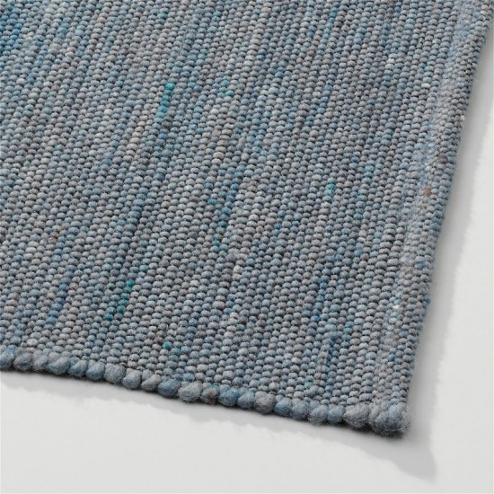 tapis blue laine tisse a la main poil plat solide 27