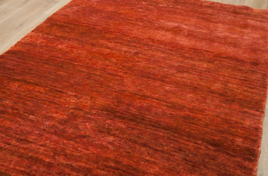 tapis chanvre orange noue a la main solide