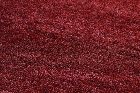tapis rouge laine noue a la main solide