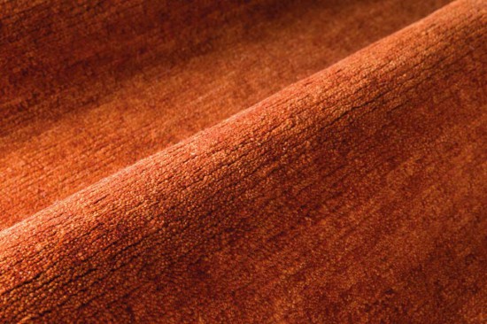 tapis laine orange noue a la main solide