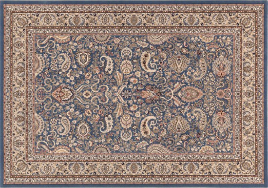 tapis blue laine tisse machinale poil bas bordure dessin 1