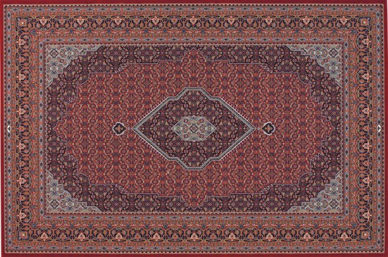 tapis rouge laine tisse machinale poil bas bordure dessin 4
