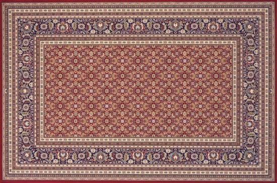 tapis rouge laine tisse machinale poil bas bordure dessin 5