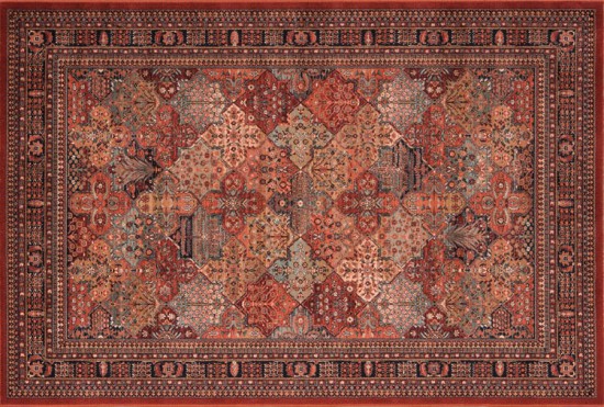 tapis rouge laine tisse machinale poil bas bordure dessin 9